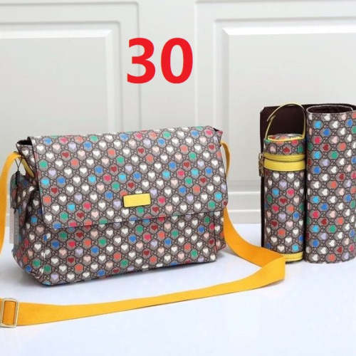 Canvas and split leather baby diaper bag + nursing bottle bag+ cushion, AAA, no box,diaper bag size  40x29x16cm,B98-30