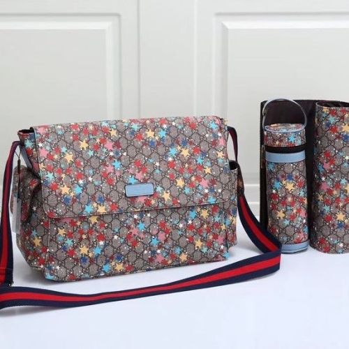 Canvas and split leather baby diaper bag + nursing bottle bag+ cushion, AAA, no box,diaper bag size  40x29x16cm,B98-29