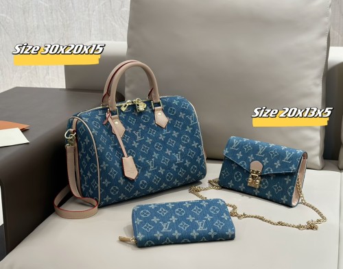 Canvas Split leather bag a set,3A ,no box,  B75-30