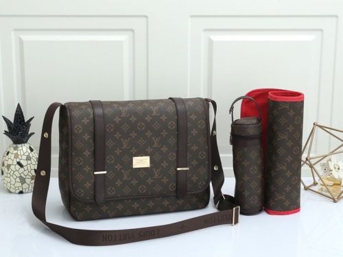 Canvas and split leather baby diaper bag + nursing bottle bag+ cushion, AAA, no box,diaper bag size  36x28x14cm,B98-44