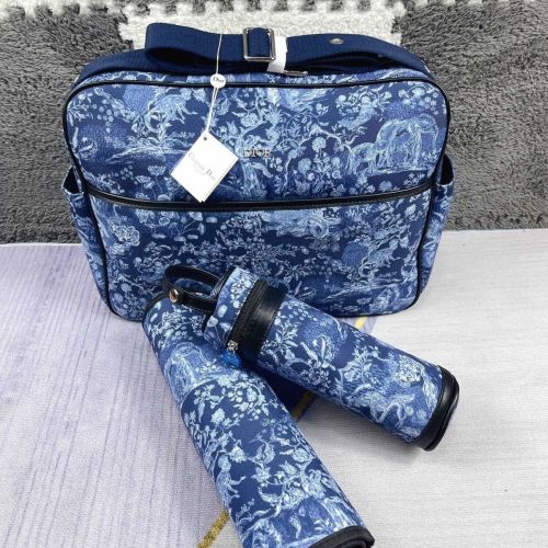 Canvas and split leather baby diaper bag + nursing bottle bag+ cushion, AAA, no box,diaper bag size  40x26x14cm,B98-76