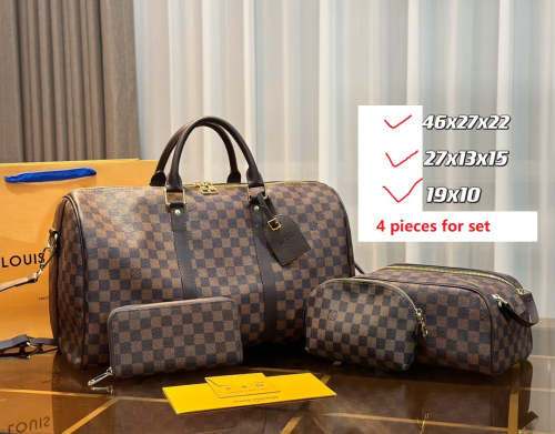 Split leather bag ,3A, size 46x27x22cm, 27x13x15cm, 19x10cm, 4 pieces for set, no box, B75-2834