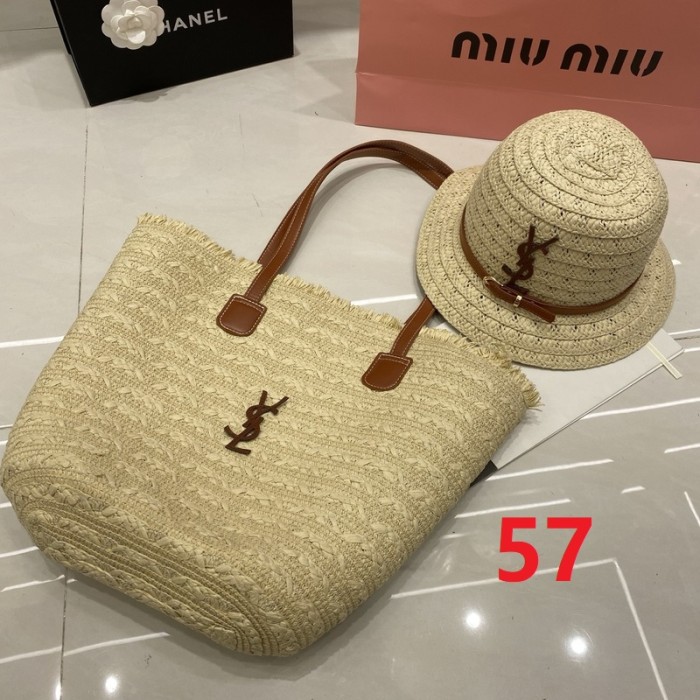 Fashion hat 🏖️➕ straw bag ⛱️ set  ,no box. HX40-49-52