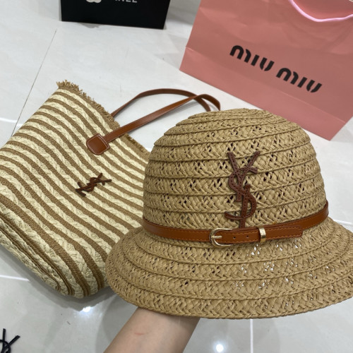 Fashion hat 🏖️➕ straw bag ⛱️ set  ,no box. HX40-49-52