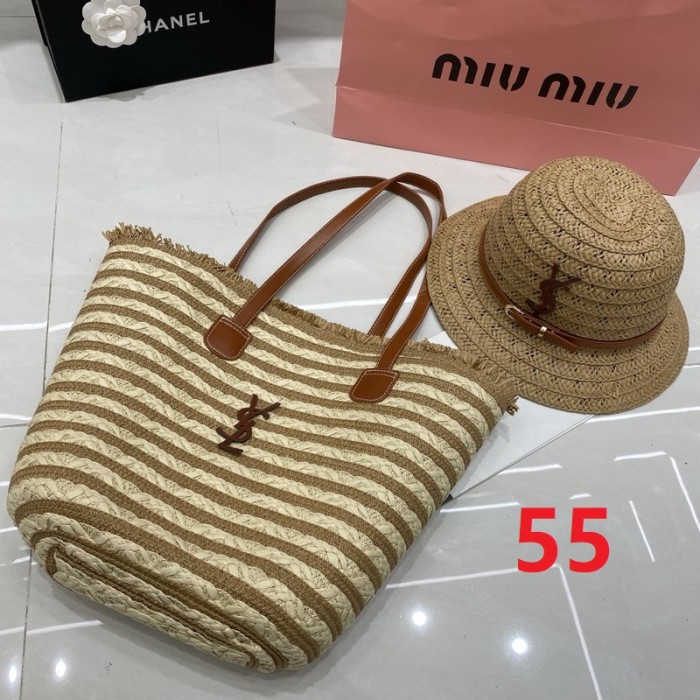 Fashion hat 🏖️➕ straw bag ⛱️ set  ,no box. HX40-49-52