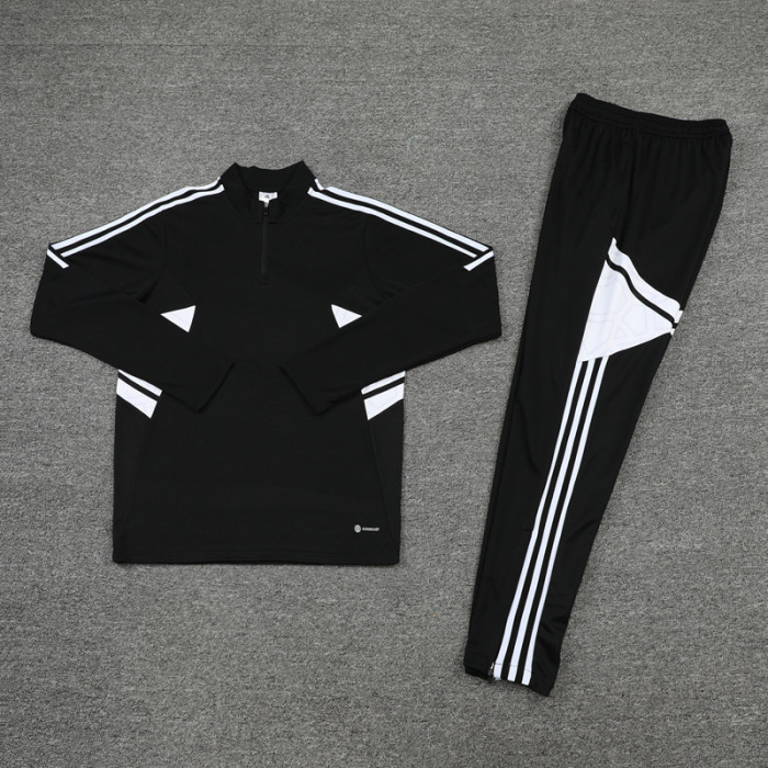 Adult Half-Zip Training Top and Pants Set Black #B201