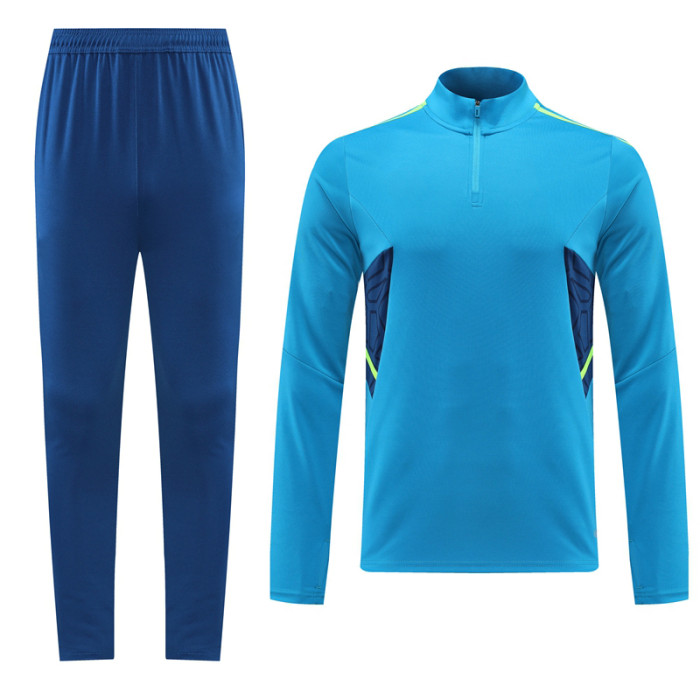 Adult Half-Zip Training Top and Pants Set Lake blue #B201