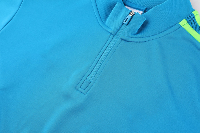 Adult Half-Zip Training Top and Pants Set Lake blue #B201