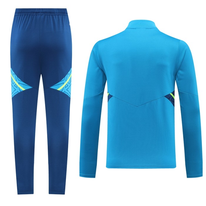 Adult Half-Zip Training Top and Pants Set Lake blue #B201
