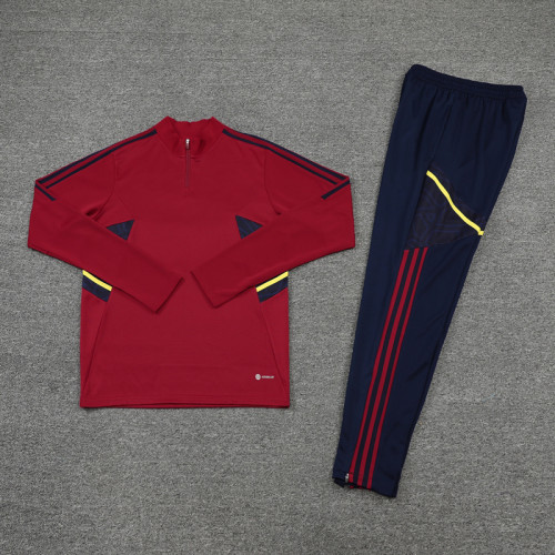 Adult Half-Zip Training Top and Pants Set Purplish red #B201
