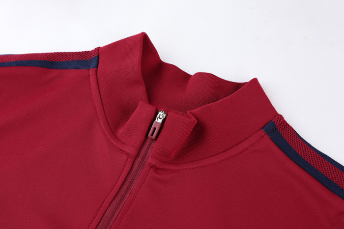 Adult Half-Zip Training Top and Pants Set Purplish red #B201