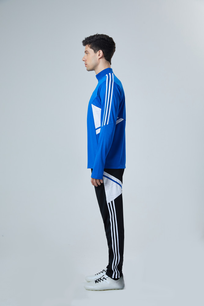 Adult Half-Zip Training Top and Pants Set Blue #B201
