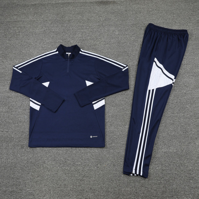 Adult Half-Zip Training Top and Pants Set Dark Blue #B201