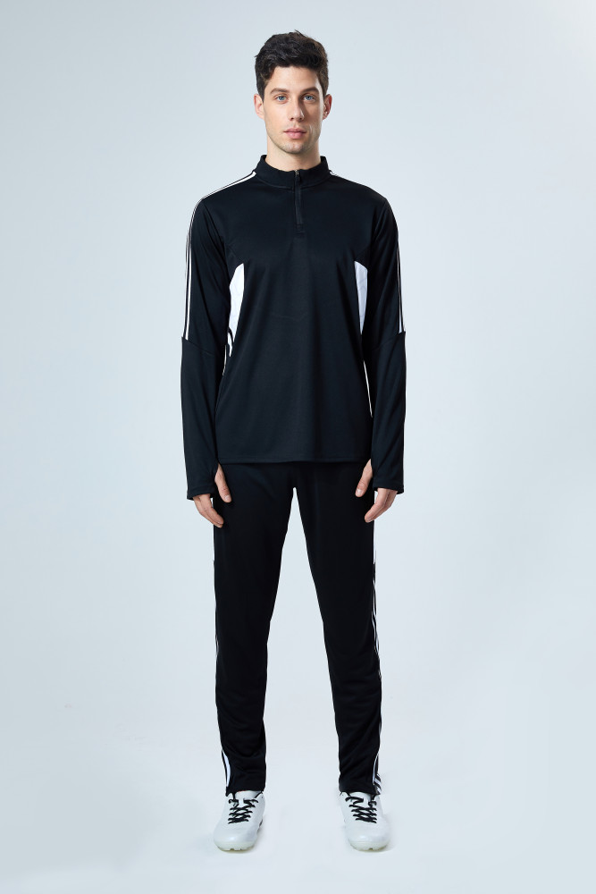 Adult Half-Zip Training Top and Pants Set Black #B201