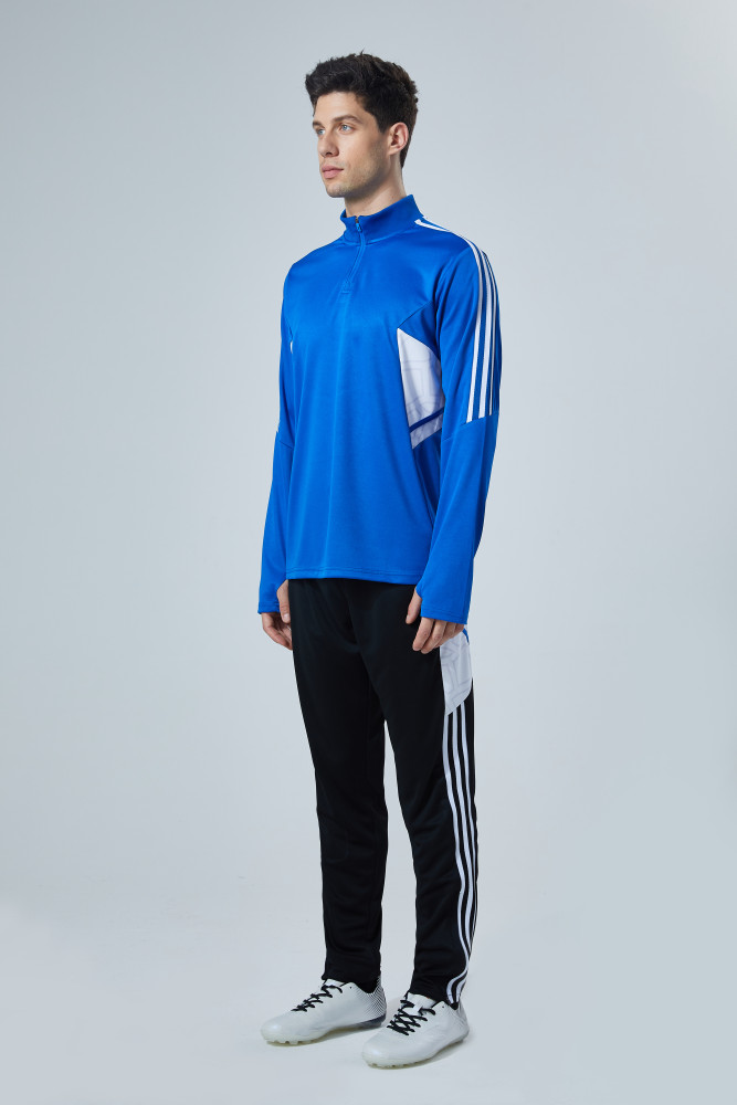Adult Half-Zip Training Top and Pants Set Blue #B201