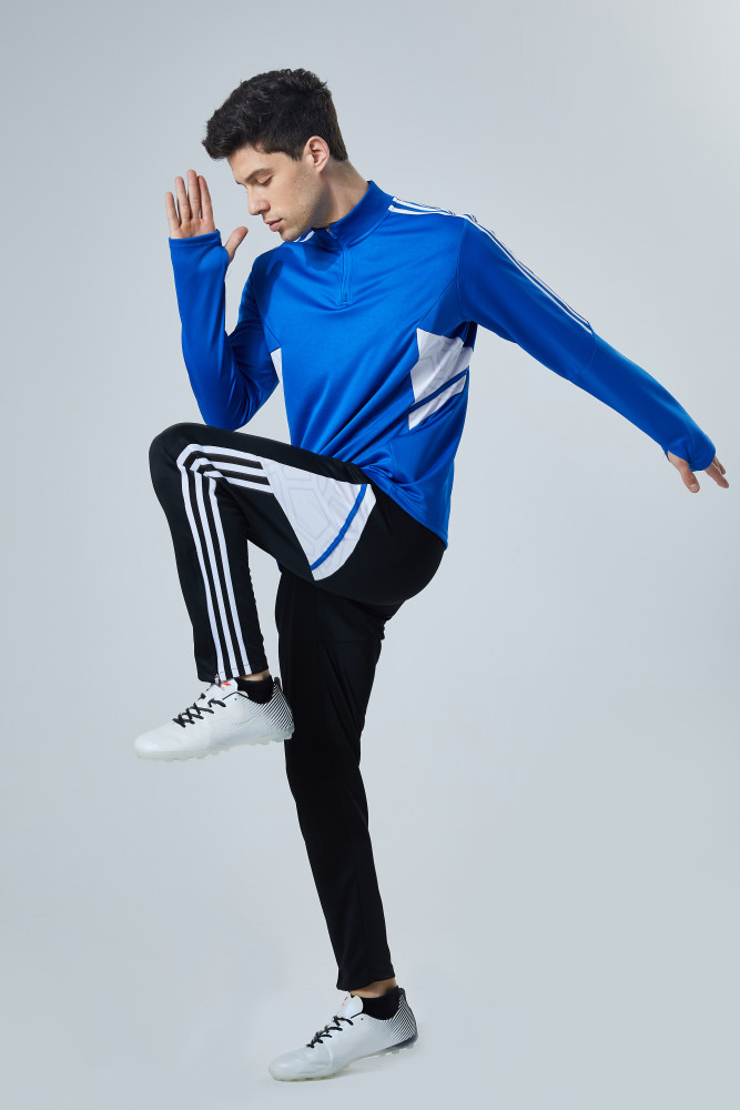 Adult Half-Zip Training Top and Pants Set Blue #B201