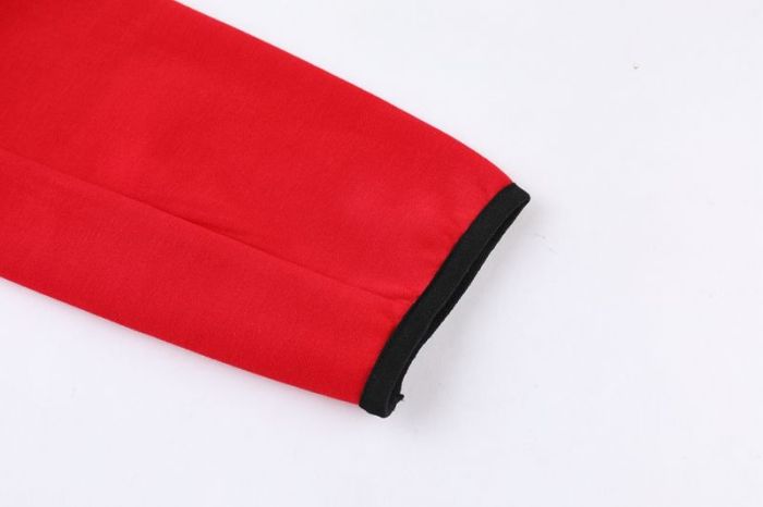 Adult Half-Zip Sports Hoodie and Pants Set Red