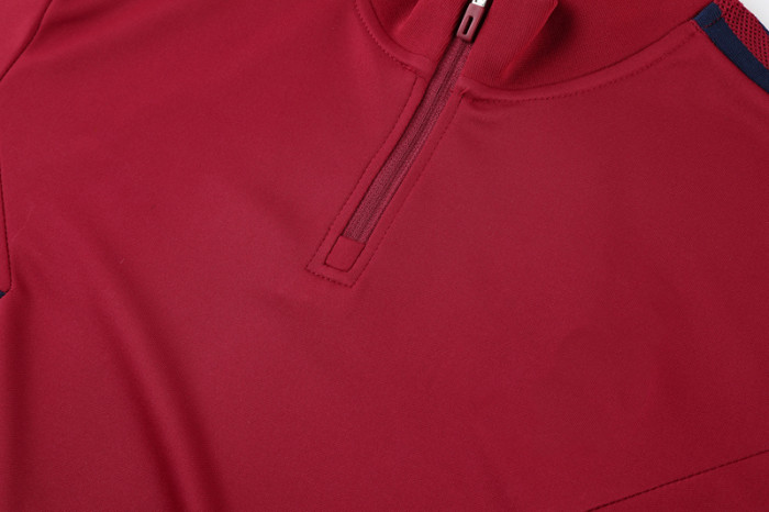 Adult Half-Zip Training Top and Pants Set Purplish red #B201