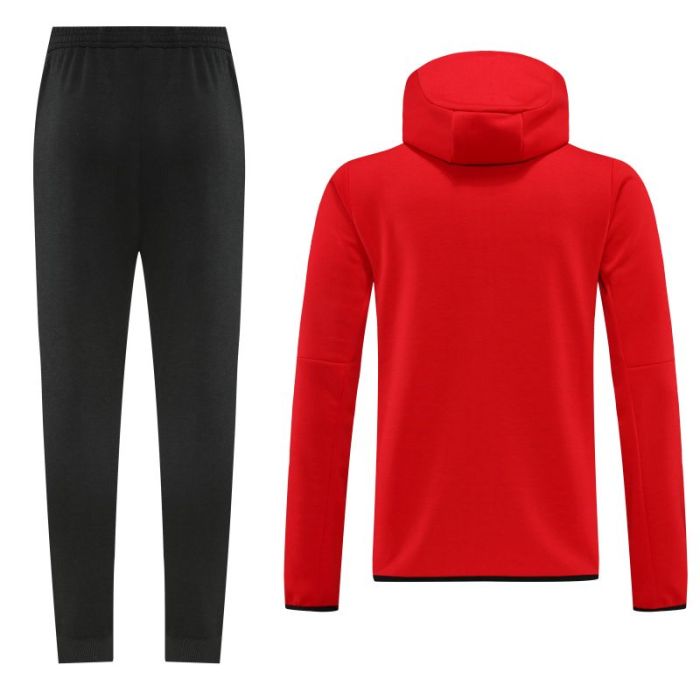 Adult Half-Zip Sports Hoodie and Pants Set Red