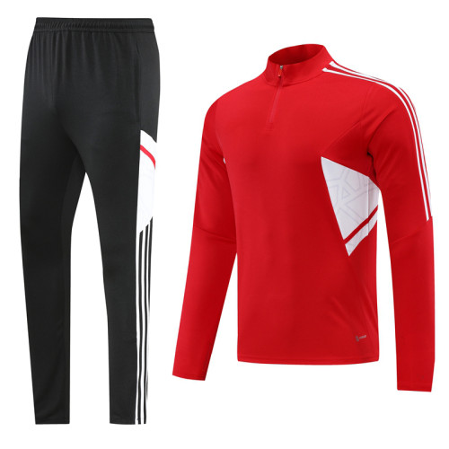 Adult Half-Zip Training Top and Pants Set Red #B201