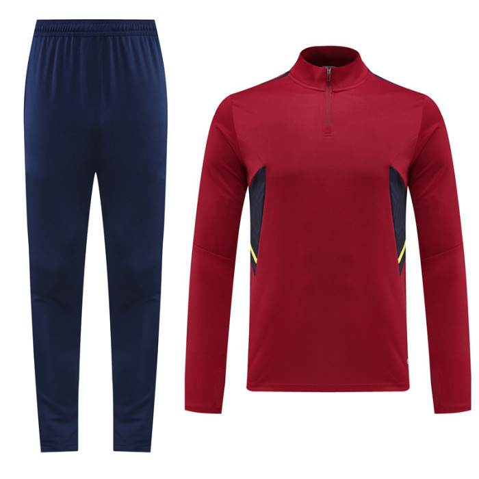 Adult Half-Zip Training Top and Pants Set Purplish red #B201