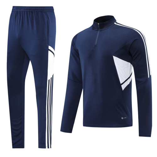 Adult Half-Zip Training Top and Pants Set Dark Blue #B201