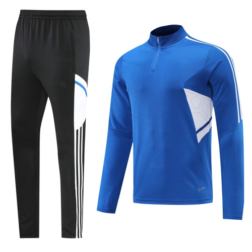 Adult Half-Zip Training Top and Pants Set Blue #B201
