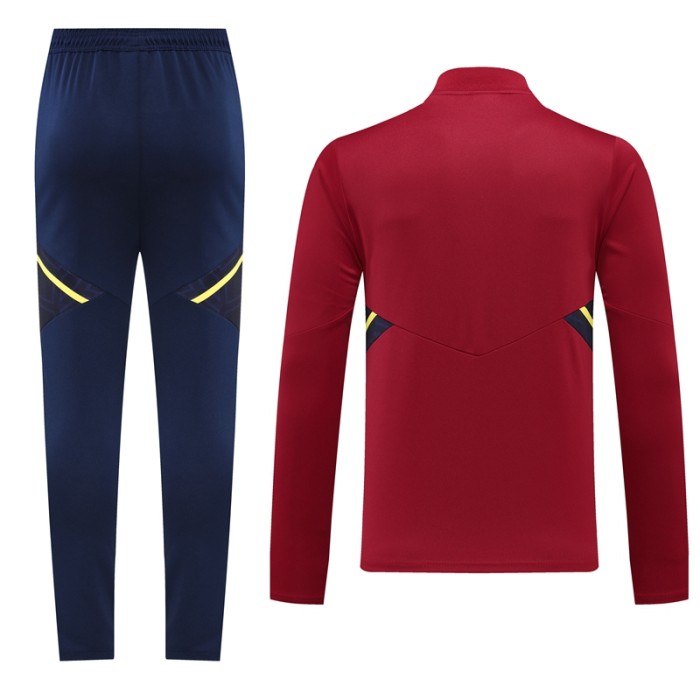 Adult Half-Zip Training Top and Pants Set Purplish red #B201
