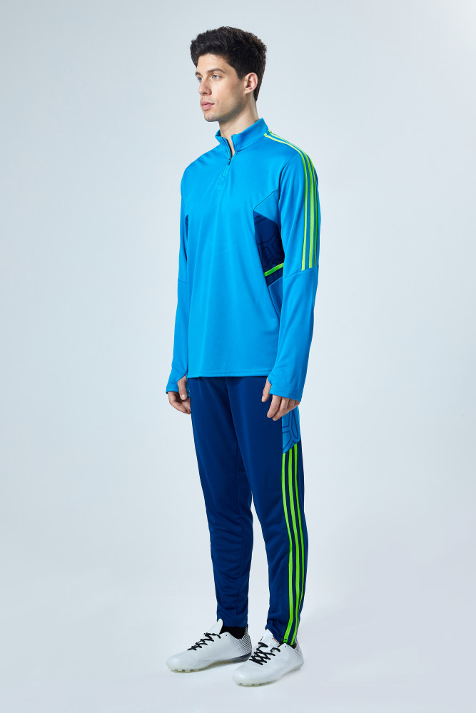 Adult Half-Zip Training Top and Pants Set Lake blue #B201