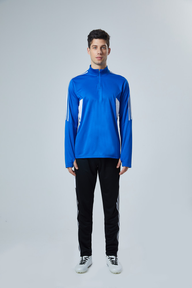 Adult Half-Zip Training Top and Pants Set Blue #B201