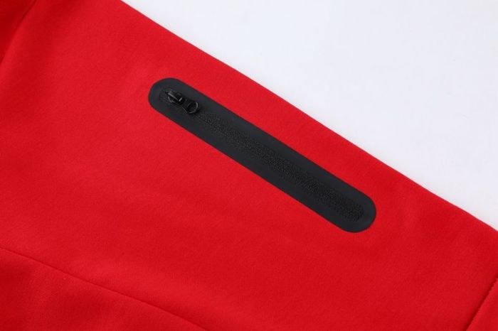 Adult Half-Zip Sports Hoodie and Pants Set Red