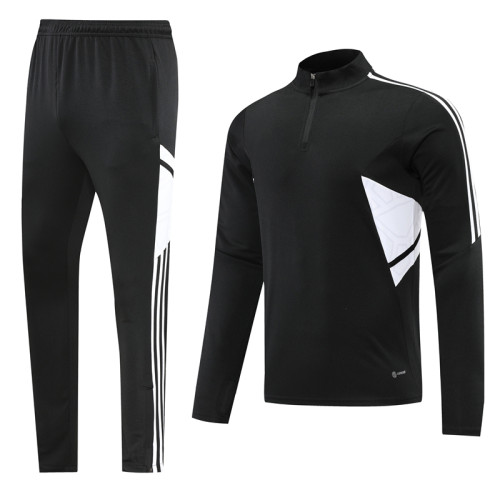 Adult Half-Zip Training Top and Pants Set Black #B201