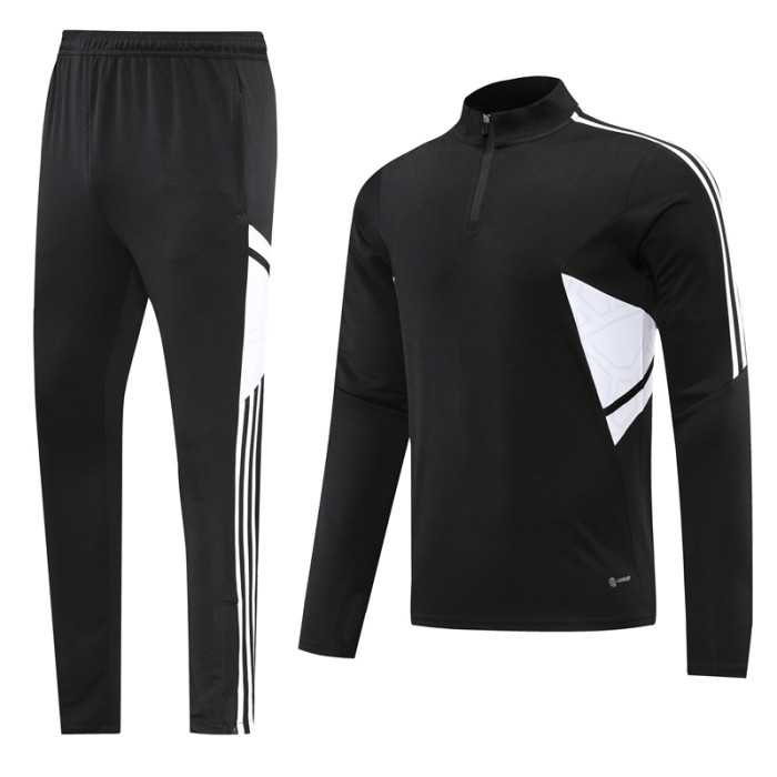 Adult Half-Zip Training Top and Pants Set Black #B201