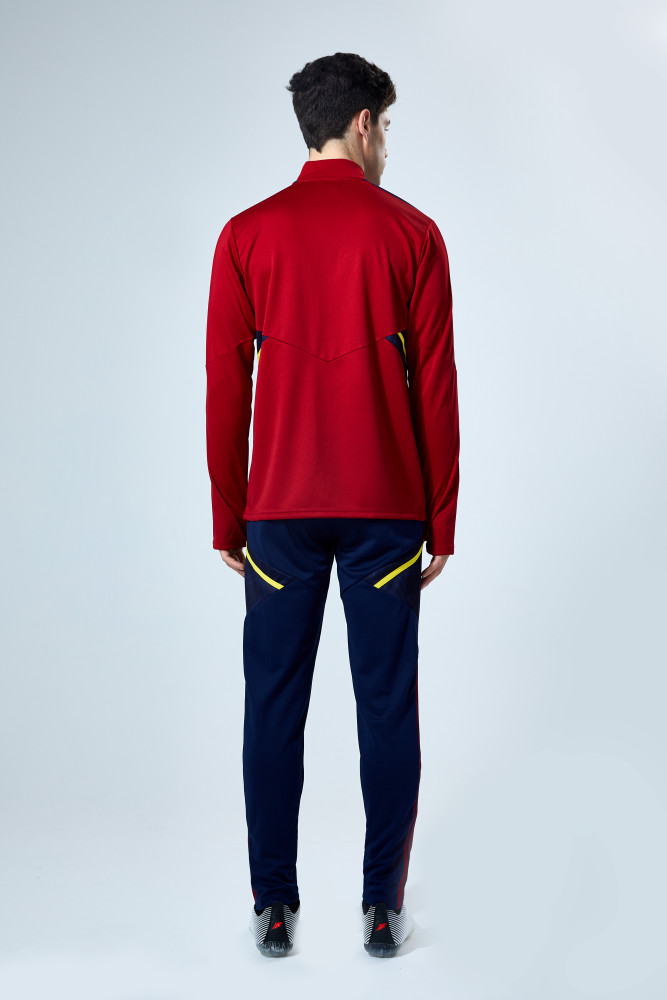 Adult Half-Zip Training Top and Pants Set Purplish red #B201