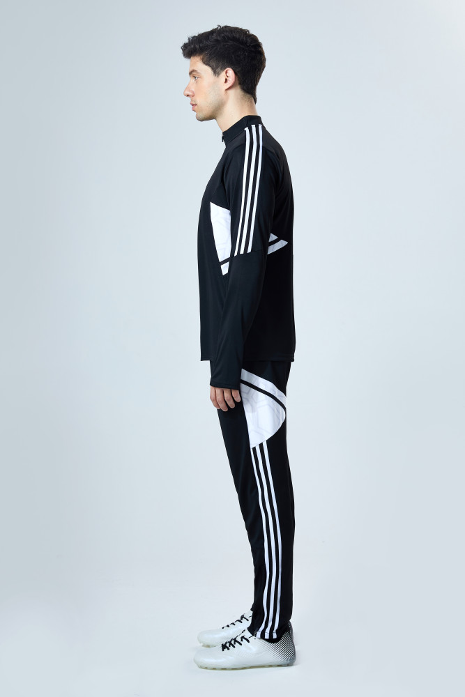 Adult Half-Zip Training Top and Pants Set Black #B201