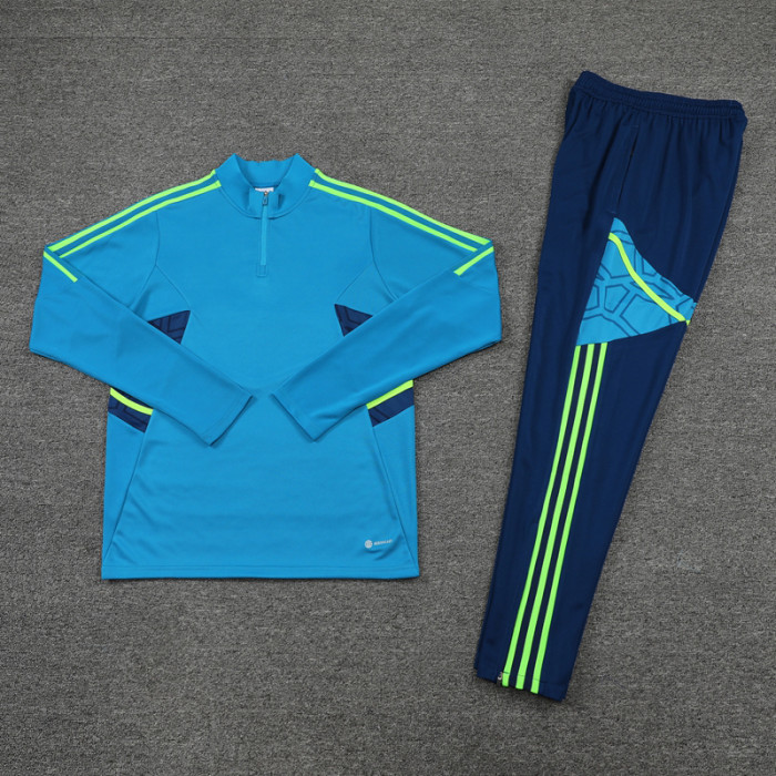 Adult Half-Zip Training Top and Pants Set Lake blue #B201