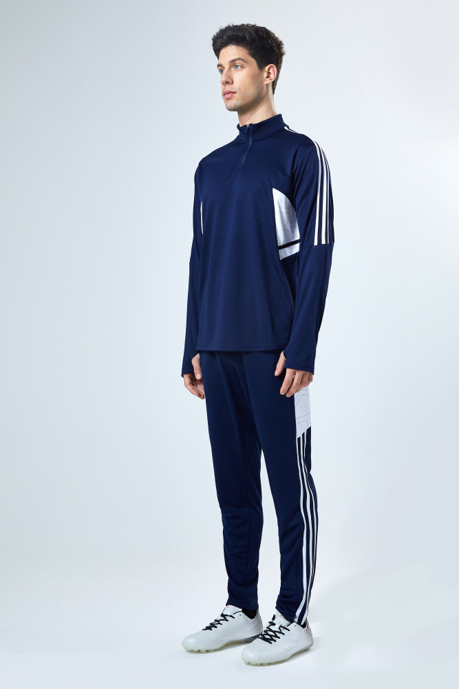 Adult Half-Zip Training Top and Pants Set Dark Blue #B201