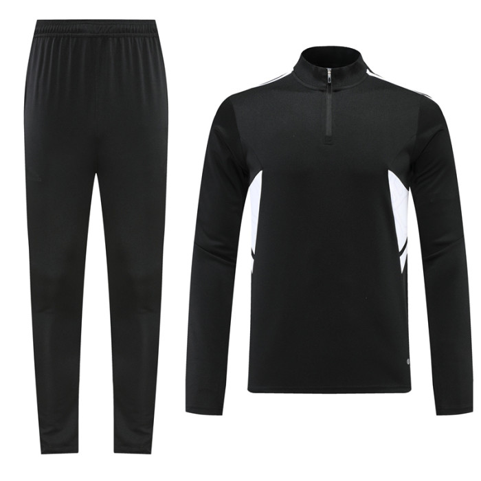 Adult Half-Zip Training Top and Pants Set Black #B201