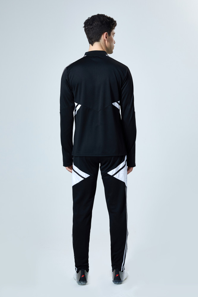 Adult Half-Zip Training Top and Pants Set Black #B201