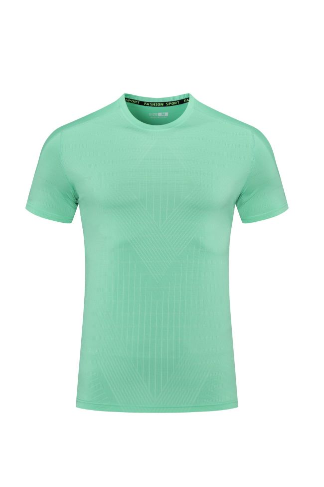 2PCS Men's Quick-dry Sports Fitness T-shirt Emerald green #203