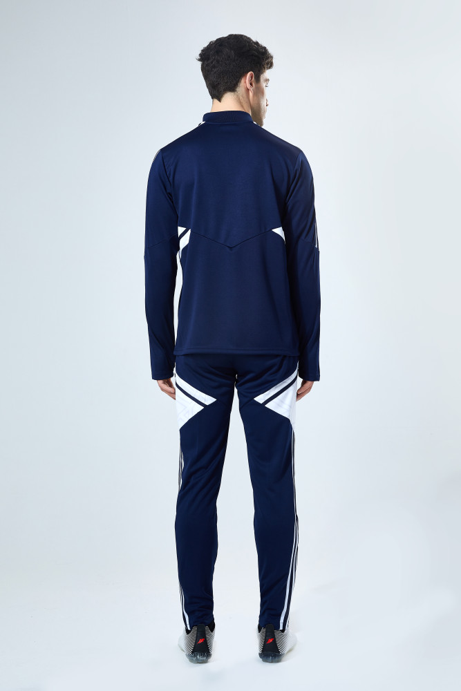 14 Sets Adult Half-Zip Training Top and Pants Set Dark Blue #B201
