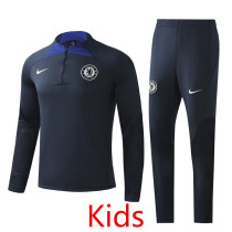 22-23 CHE Navy blue Kids Half Pull Tracksuit (童装) (半拉链) 22-23 CHE Navy blue Kids Half Pull Tracksuit (童装) (半拉链)