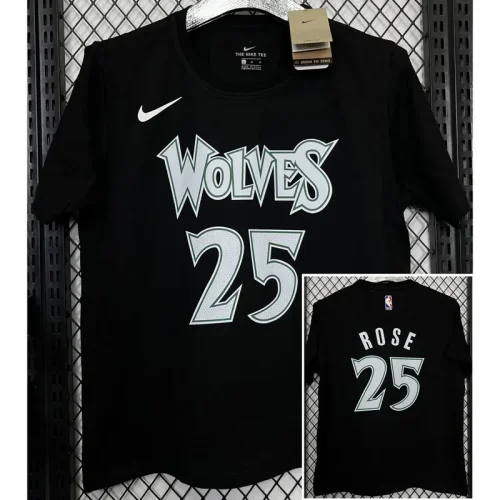 T178 Wolves ROSE #25 Black High Quality Casual T-Shirt