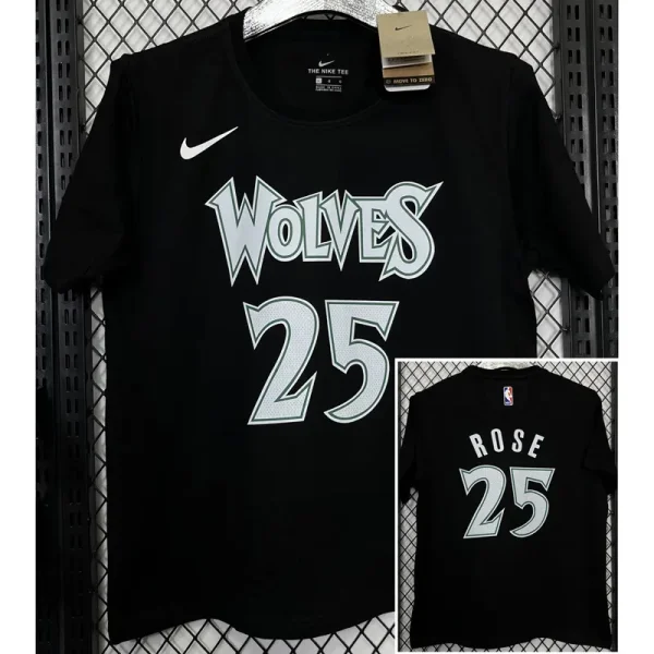 T178 Wolves ROSE #25 Black High Quality Casual T-Shirt