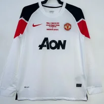 2010-2011 Man Utd Away White Long sleeve Retro soccer jersey (长袖) 欧冠版
