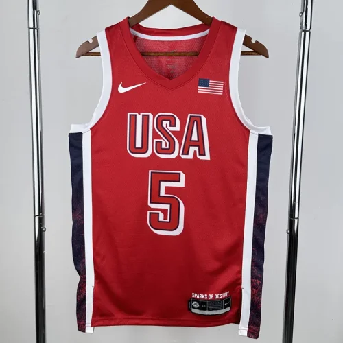 2024 Olympic Game USA EDWARDS # 5 Red Basketball Jersey