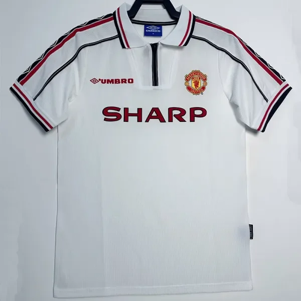 1998 Man Utd White Retro Retro Soccer Jersey