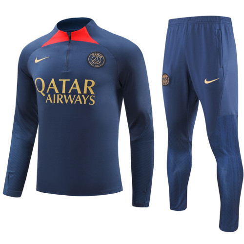 23-24 PSG Royal blue Half Pull Tracksuit (半拉链)