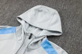 24-25 PSG Light gray Hoodie Half Pull Tracksuit #F585半拉连帽