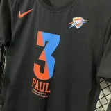 T189 OKC PAUL #3 Black High Quality Casual T-Shirt